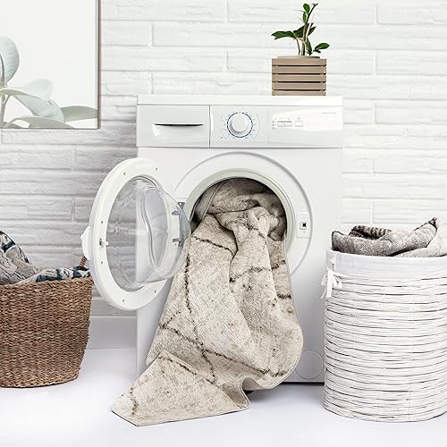 Miniatura 6 de Everwash Home Dynamix Treasure Alan - Alfombra geométrica moderna lavable a máquina, beigemarrón, 5.2 x 7.2 pies