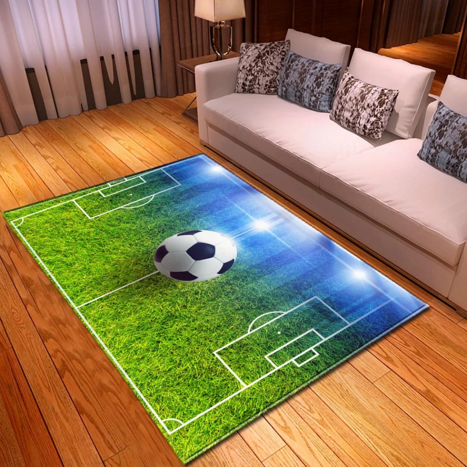 Tapis football impression 3D moquette décorative moderne salon et chambre 160x230