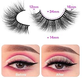 Wispy False Eyelashes Cat Eye Lashes Natural Look Mink Lashes 16mm Strip Eyelashes Pack Wholesale 14 Pairs 4D Volume Multipack by TNFVLONEINS