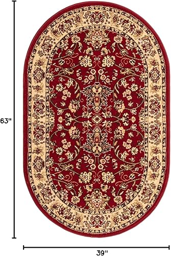 Miniatura 2 de Unique Loom Sialk Hill Collection - Alfombra de área - Washington (3 pies 3 pulgadas x 5 pies 3 pulgadas, ovalada borgoñacrema)