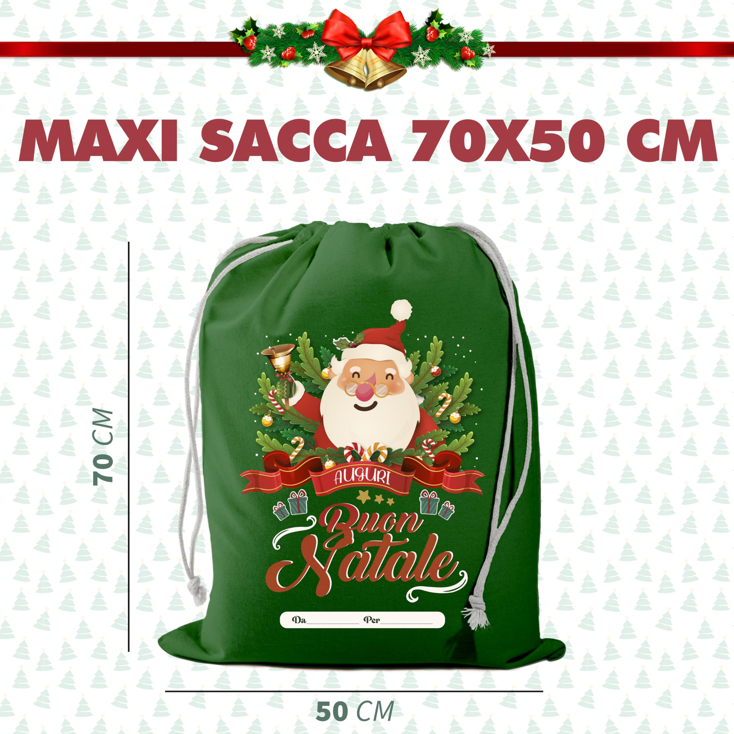 Großer Weihnachtsmannsack aus Jute XXL – Maxi-Tasche 70 x 50 cm mit Kordel für Weihnachtsgeschenke – originelle Geschenktaschen – originelle Weihnachtstüte
