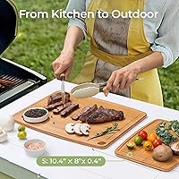 Vista 5 de Tablas de cortar de bambú aptas para lavavajillas, tabla de cortar de madera duradera y ligera para cocina ocupada, fácil almacenamiento y limpieza