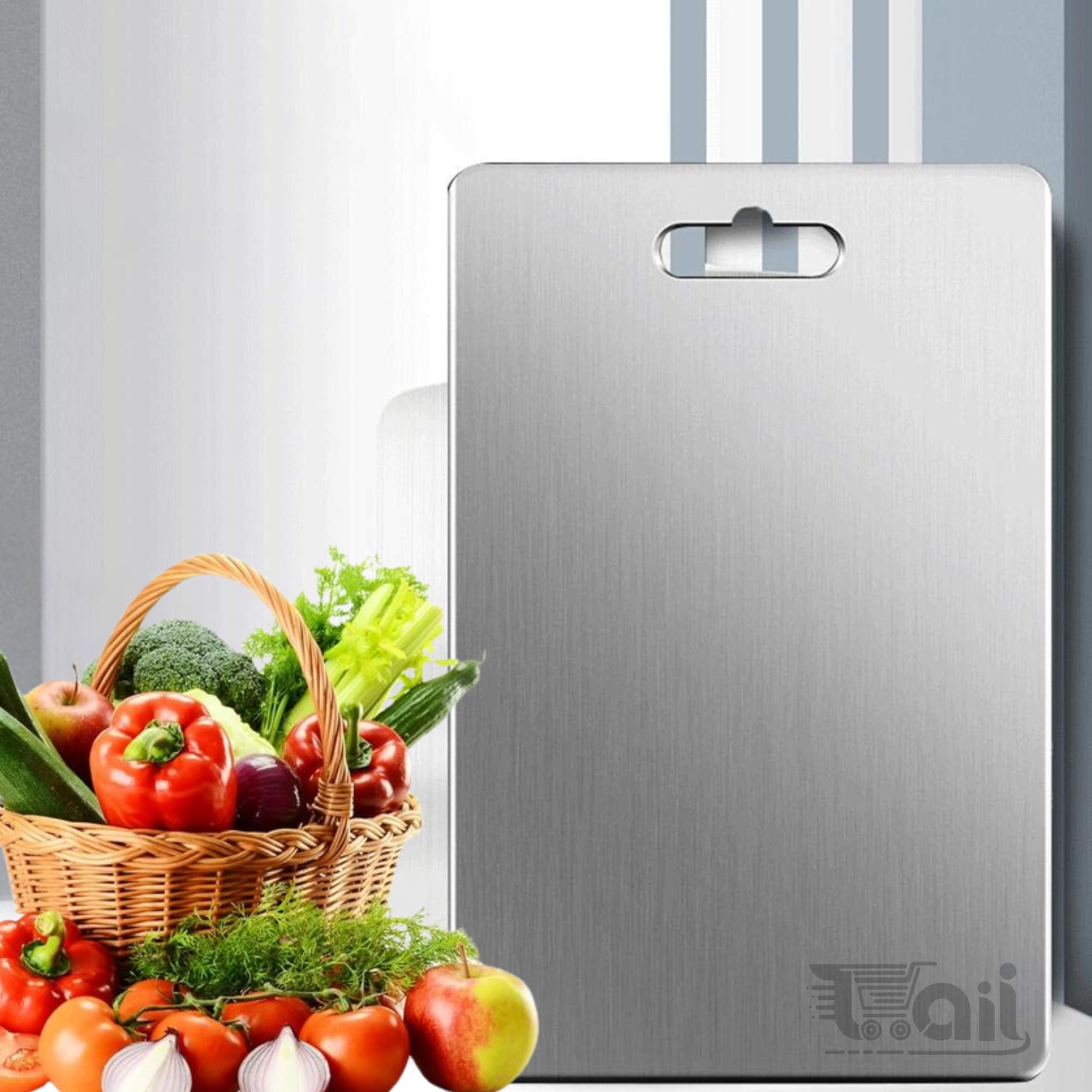 TJAII Stainless Steel Chopping Board for Kitchen | Medium 36 x 25 cm | Non-Slip, Rust Proof, Round Edge | Cutting Board for Kitchen, Meat, Fish, Fruits |Durable, Hygienic, Modern Design | Easy to use (B0DDJHDKW6) Amazon Price History, Amazon Price Tracker