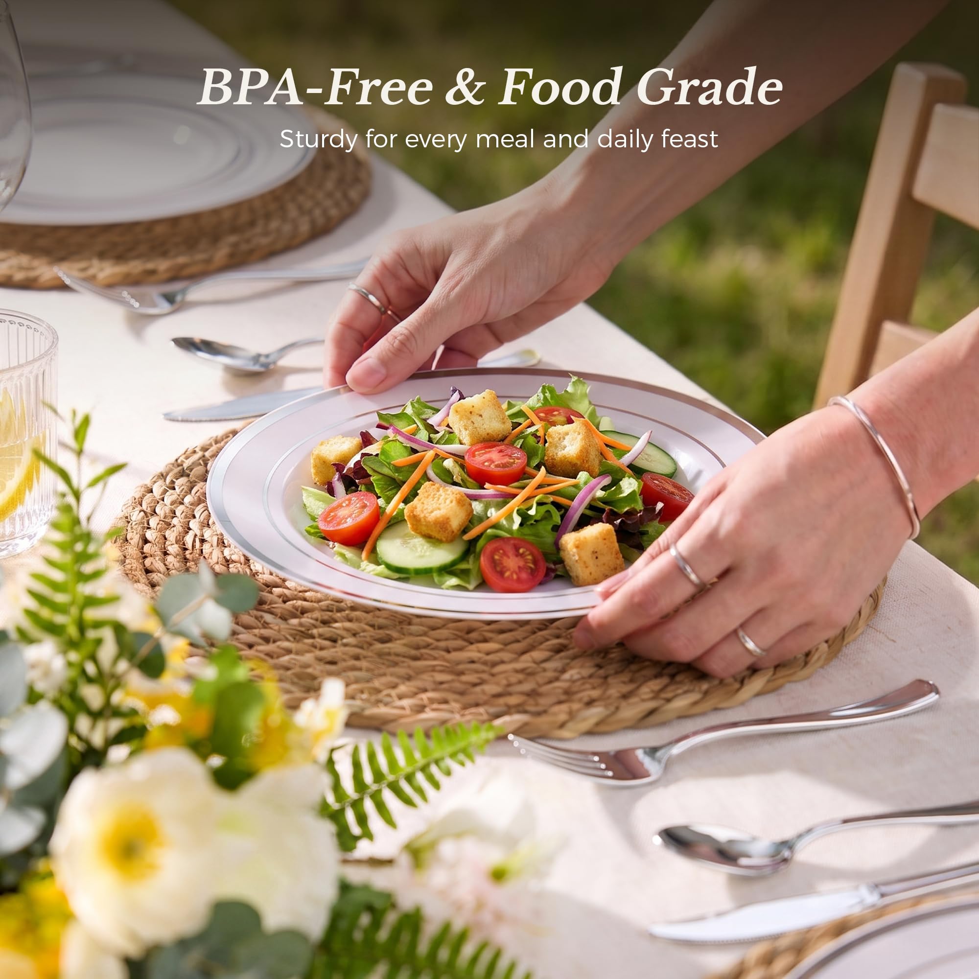 200 Silver Disposable Plates - Party & Event Plates -5 200 Silver Disposable Plates - Party & Event Plates -5