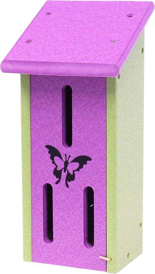 Amish-Made Butterfly House, Eco-Friendly Poly Lumber (Purple/Lime Green)