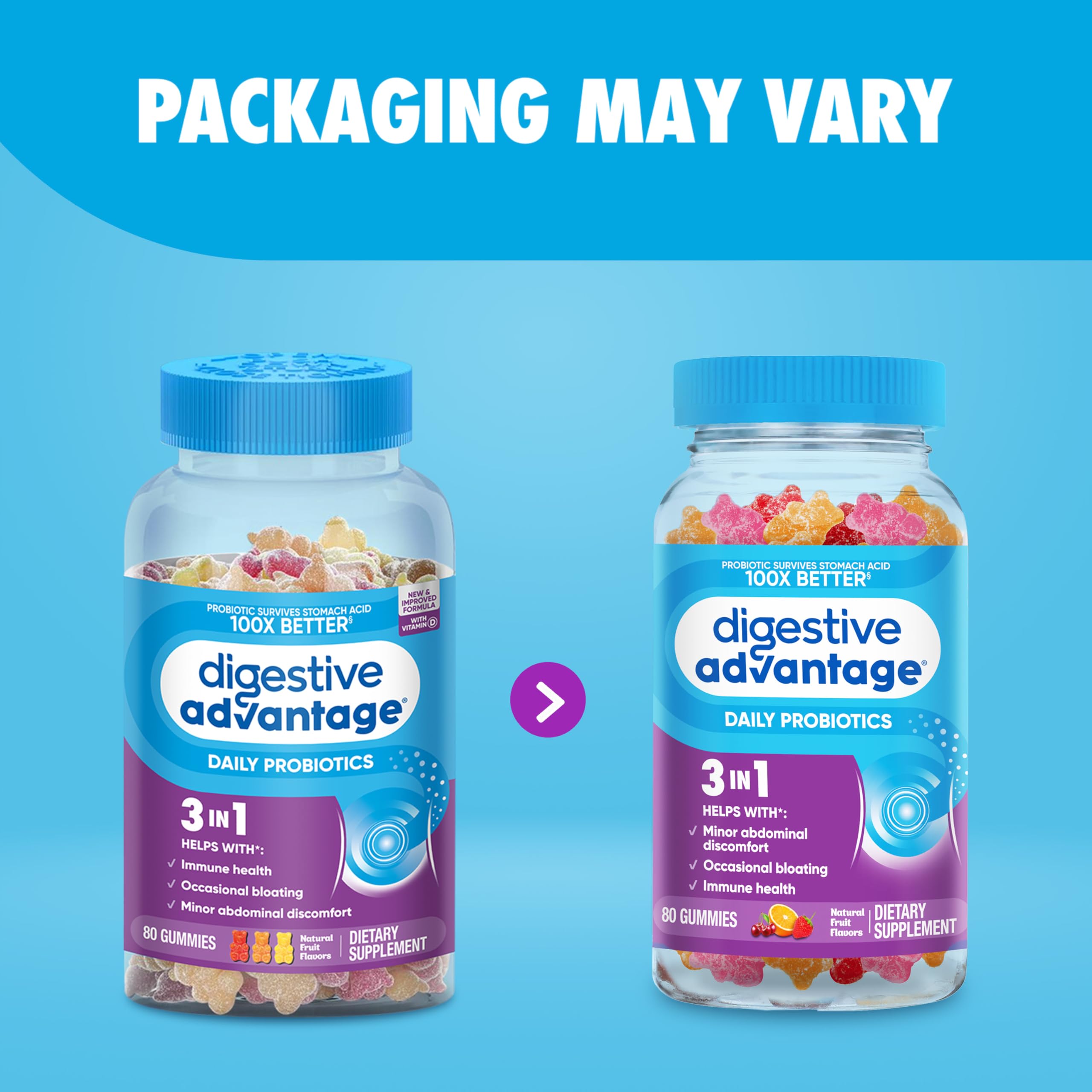Digestive Advantage Daily Probiotic, Natural Fruit Flavor - 80ct Gummies — Amazon image 6