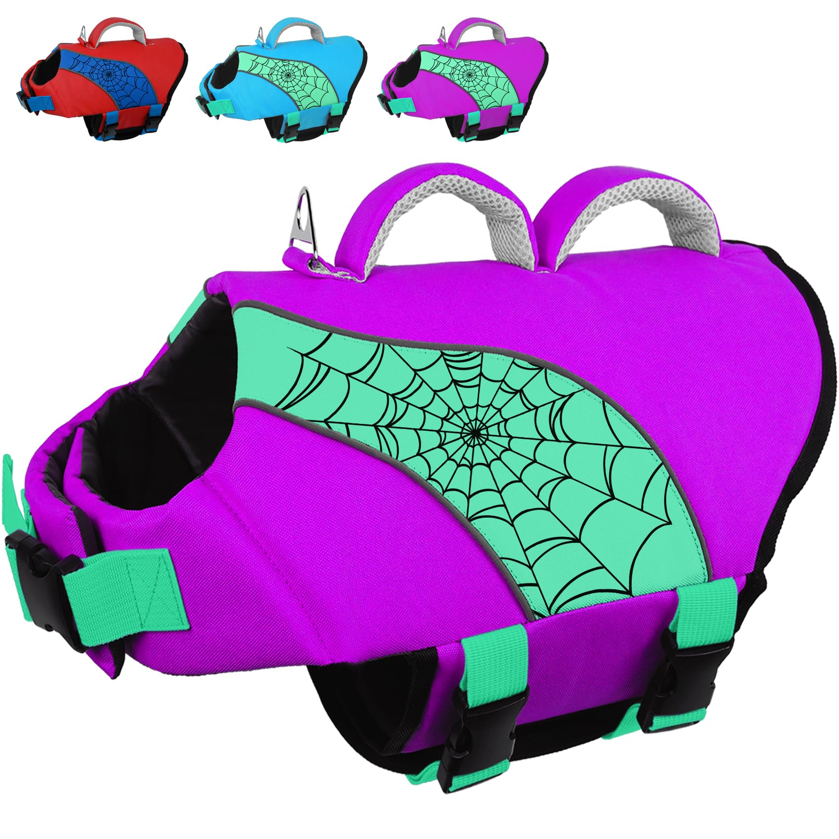 Fragralley Gilet de sauvetage pour chien avec flottabilité élevée, bandes réfléchissantes, poignée de sauvetage, réglage réglable, boucles à dégagement rapide, nylon résistant aux déchirures
