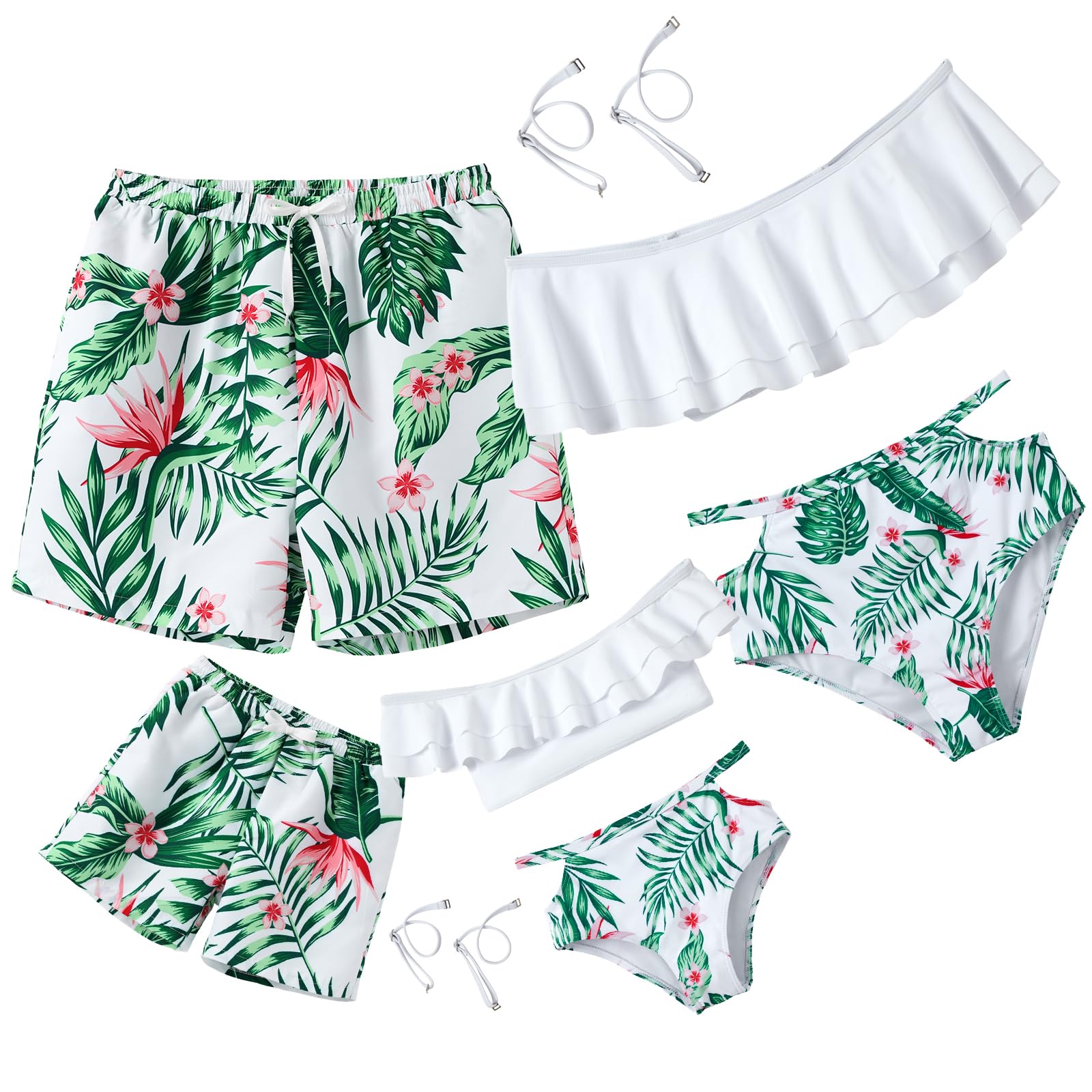 IFFEI Mommy and Me Family Matching Swimsuits 2 Piece Bikini Set with Straps