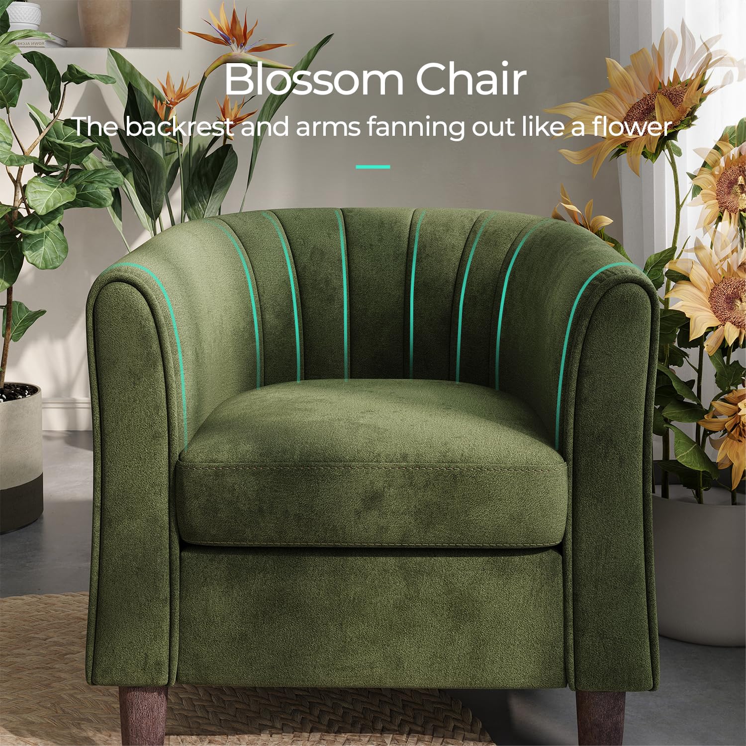 LINSY Accent Chair with Ottoman, Modern Barrel Chair Small Armchair Reading Chai — product photo