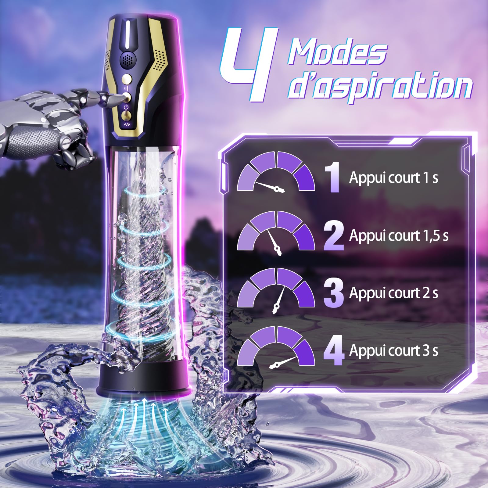 Pompes à Pénis Vaginette Masturbateur Automatique - Contrôle Vocal Pompe Penis Sex Toýs Homme avec 4 Modes d'aspiration & 4 Modes de Pompage, Masturbateurs Masculins Pompe a Penis Masturbeuse Homme