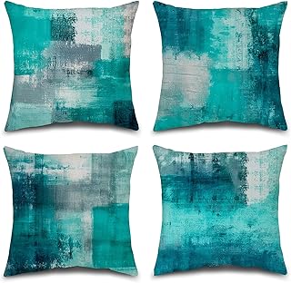 12 Teal Curtains Living Room Ideas for Fresh Rich Color 94 Teal and Gray Throw Pillow Covers,Set of 4 20 x 20 Inch Turquoise Modern...