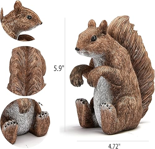 Miniatura 3 de Estatua de ardilla de jardín, figura colgante de árbol o cerca, estatuas de decoración de jardín de bosque, estatuas de gnomos de animales, figura