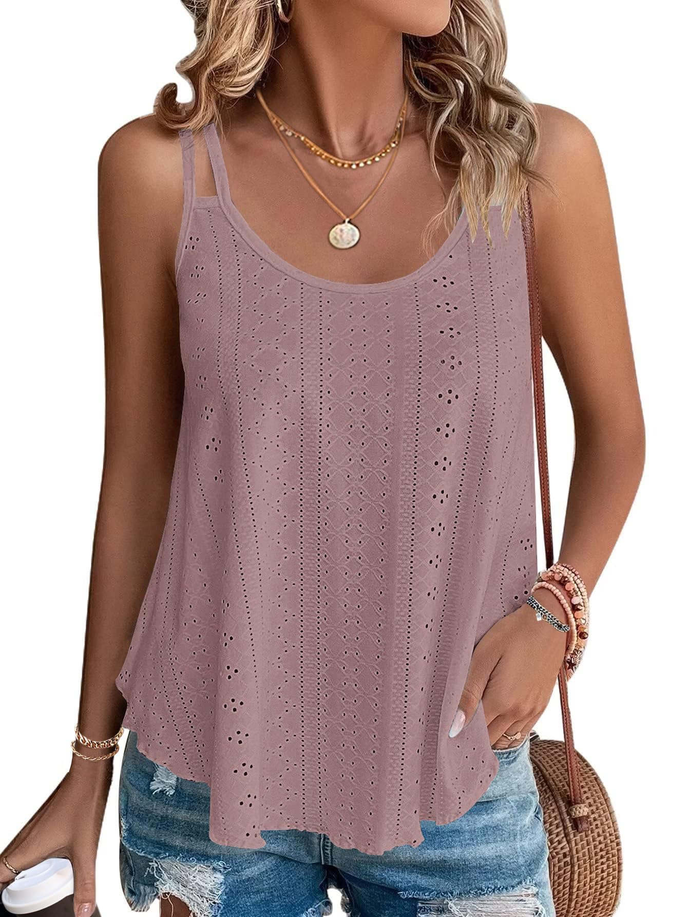 DUOEASE Tank Top Damen Sommer Spaghetti Oberteile Schwarz Sommermode ärmellose Shirt Damen