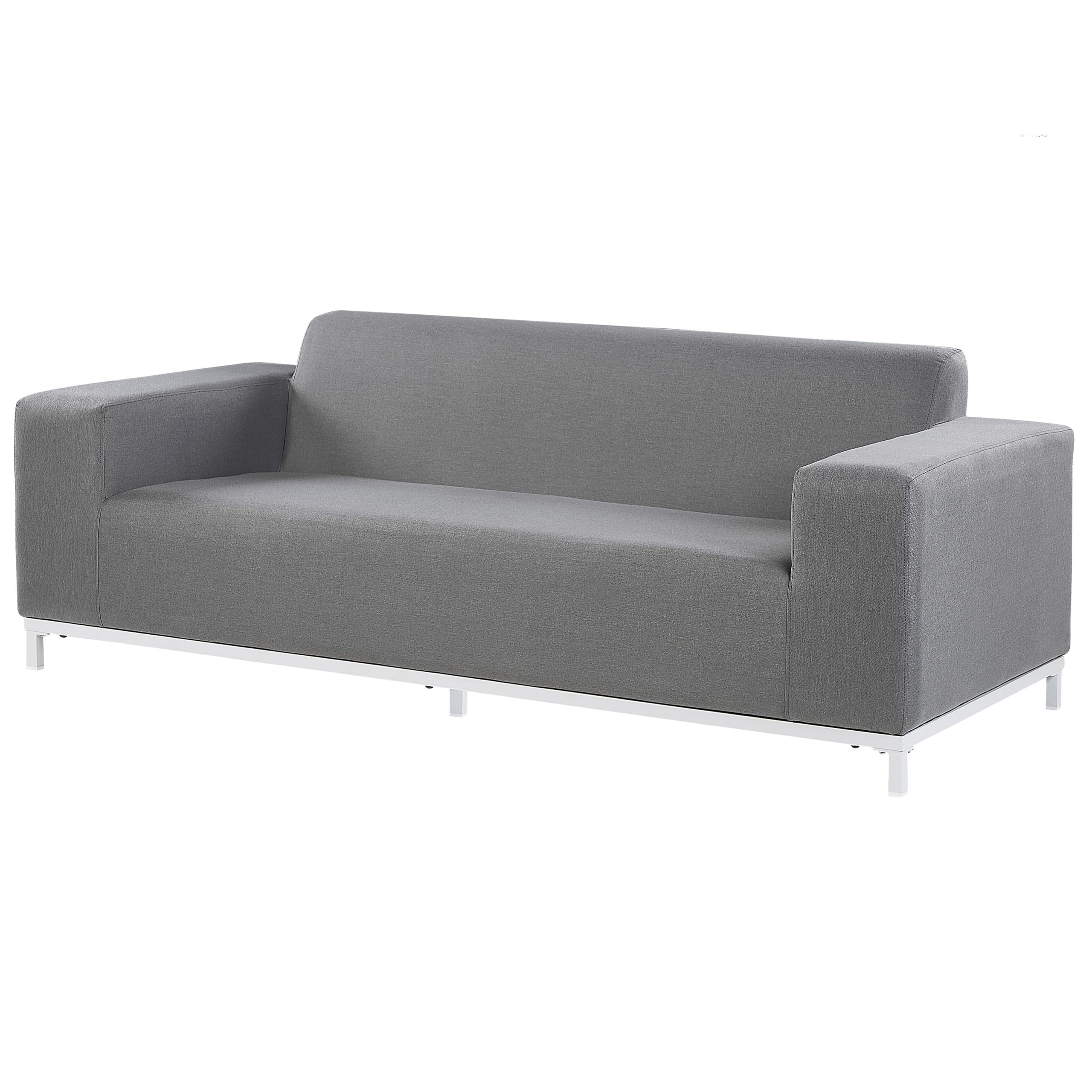 Canapé 3 Places de Jardin pour Intérieur ou Extérieur en Tissu Gris Assise Confortable et Élégance Intemporelle Beliani