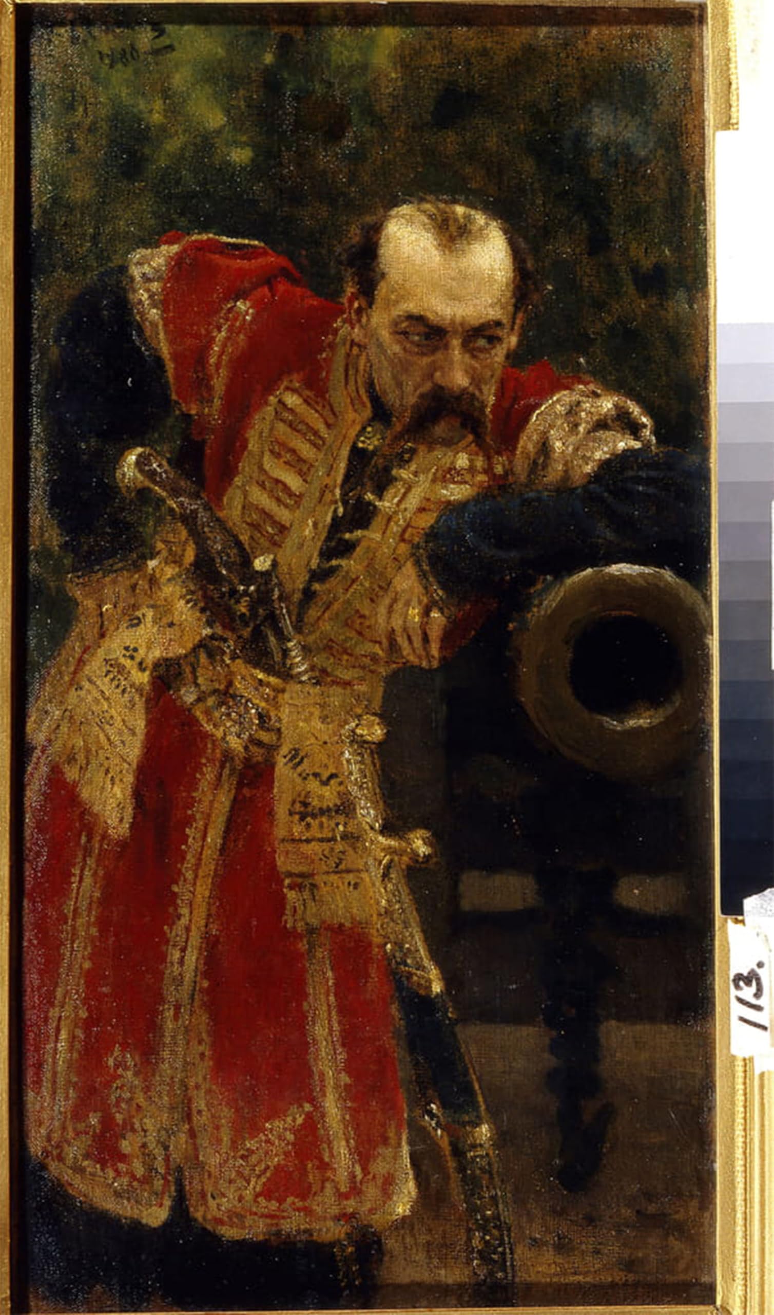 ARTXLXXBN Famous Painting Canvas Artwork Graffiti Print Zaporozhian Cossack Colonel by Ilya Efimovich Repin Portrait Canvas Image for Home Decor 60x90cm