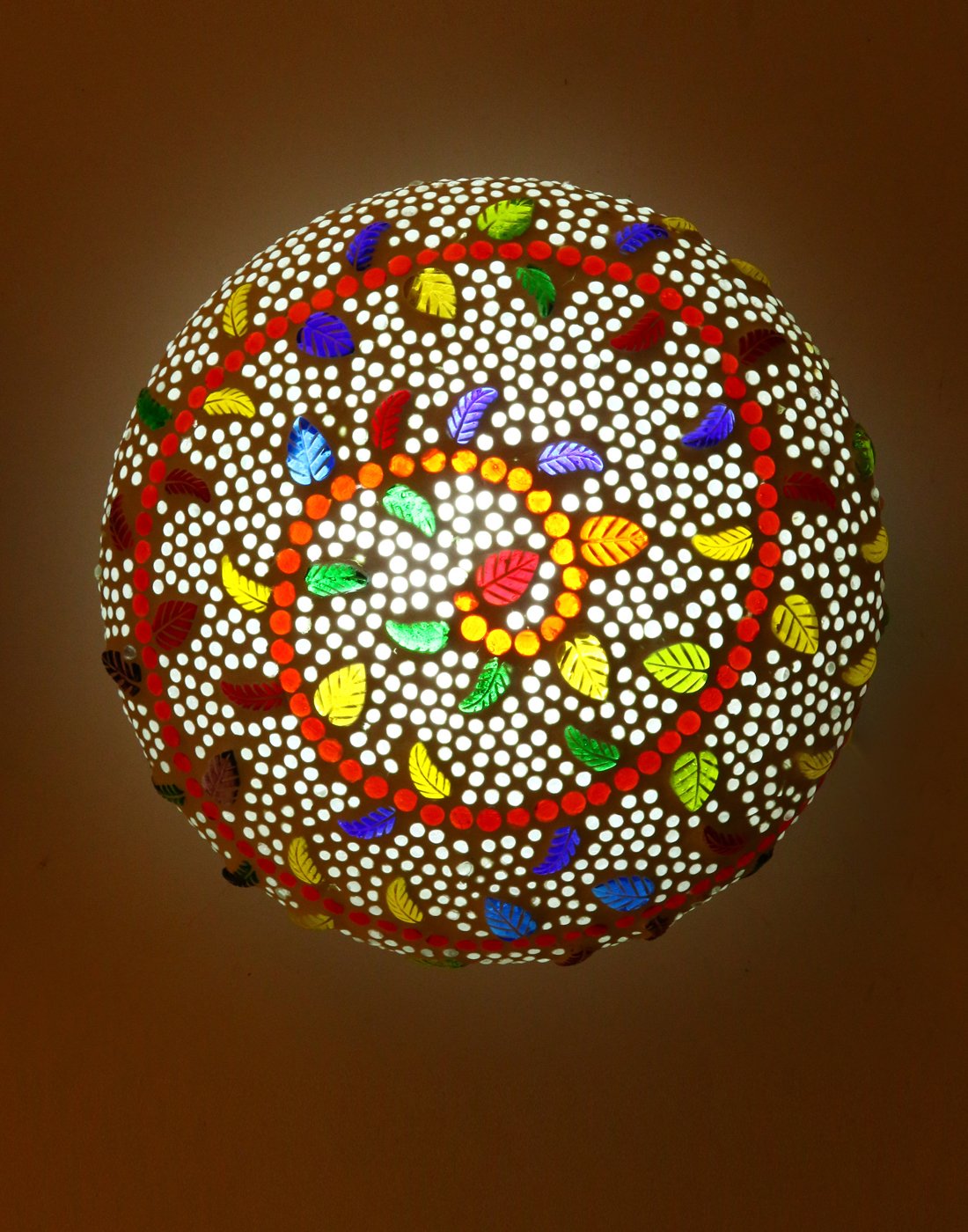 Somil Led Compatible Round Mosaic Ceiling Lamp Light for Home, Office, Shop, Metal, Glass, Multicolour, Round
