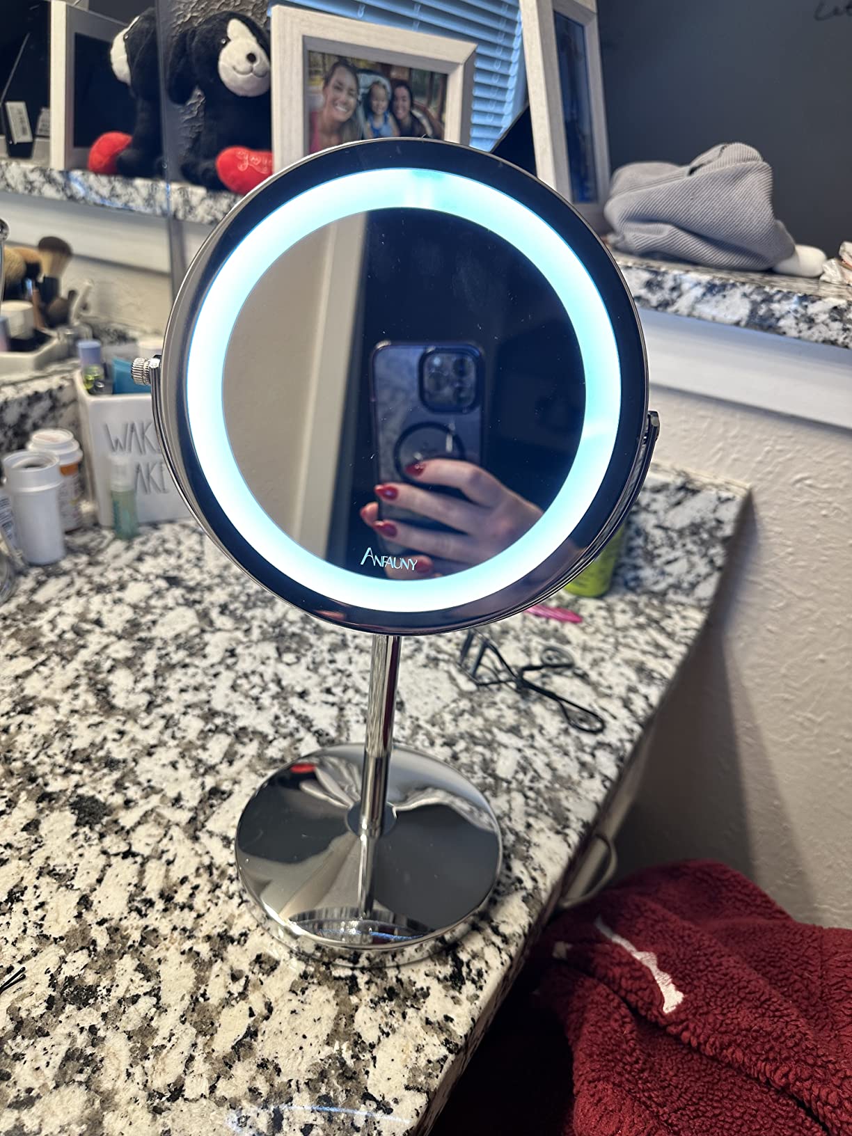 9/mo Finance Anfauny Lighted Makeup Mirror Double Sided 1x/10x Magnifying Mirror with Light