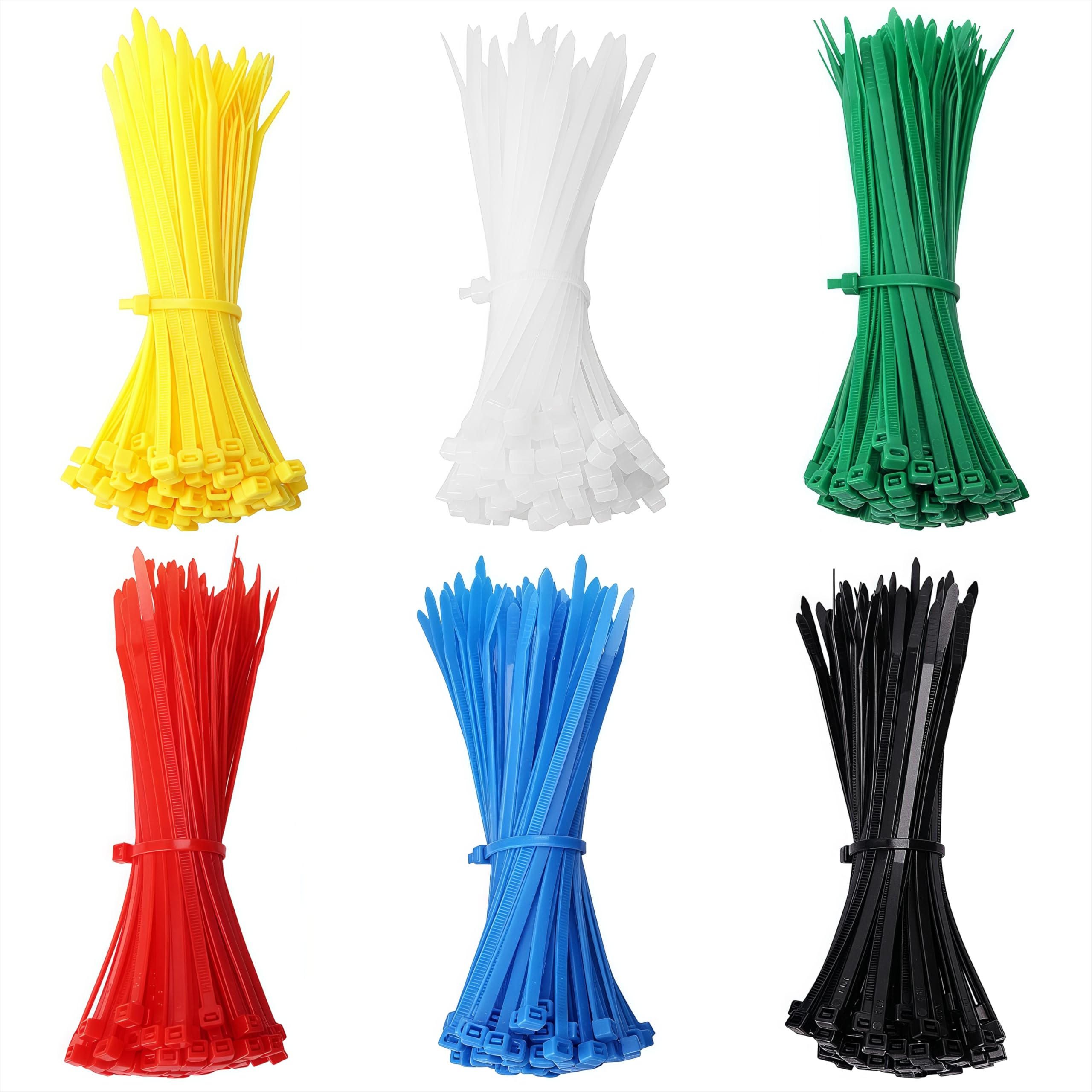 Cable Ties 3.6x150mm Heavy Duty Tensile Strength Nylon Zip Ties Multi-Purpose Self-Locking Wire Organization for Cable Management DIY Home Garden Office 600 Pieces 6 Colour