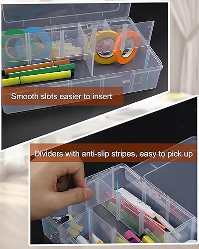 Miniatura 6 de Organizador de caja de aparejos, organizador de plástico, paquete de 3 contenedores de cuentas, caja organizadora de plástico con divisores, caja de