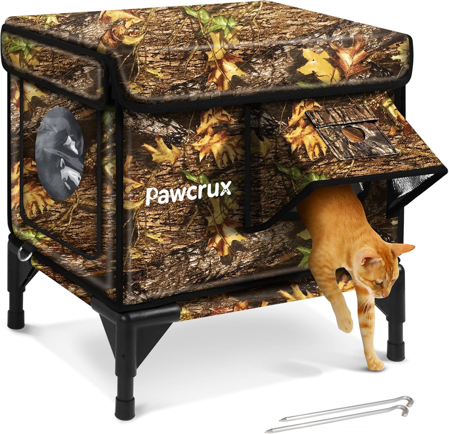 Cat House for Outdoor/Indoor, Waterproof & Elevated & Insulated Feral Cat House, Weatherproof Cat Shelter Kitty Bed