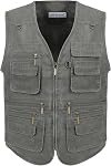 Men's Stone Washed Denim Multi-Pocketed Fishing Work Outerwear Vest