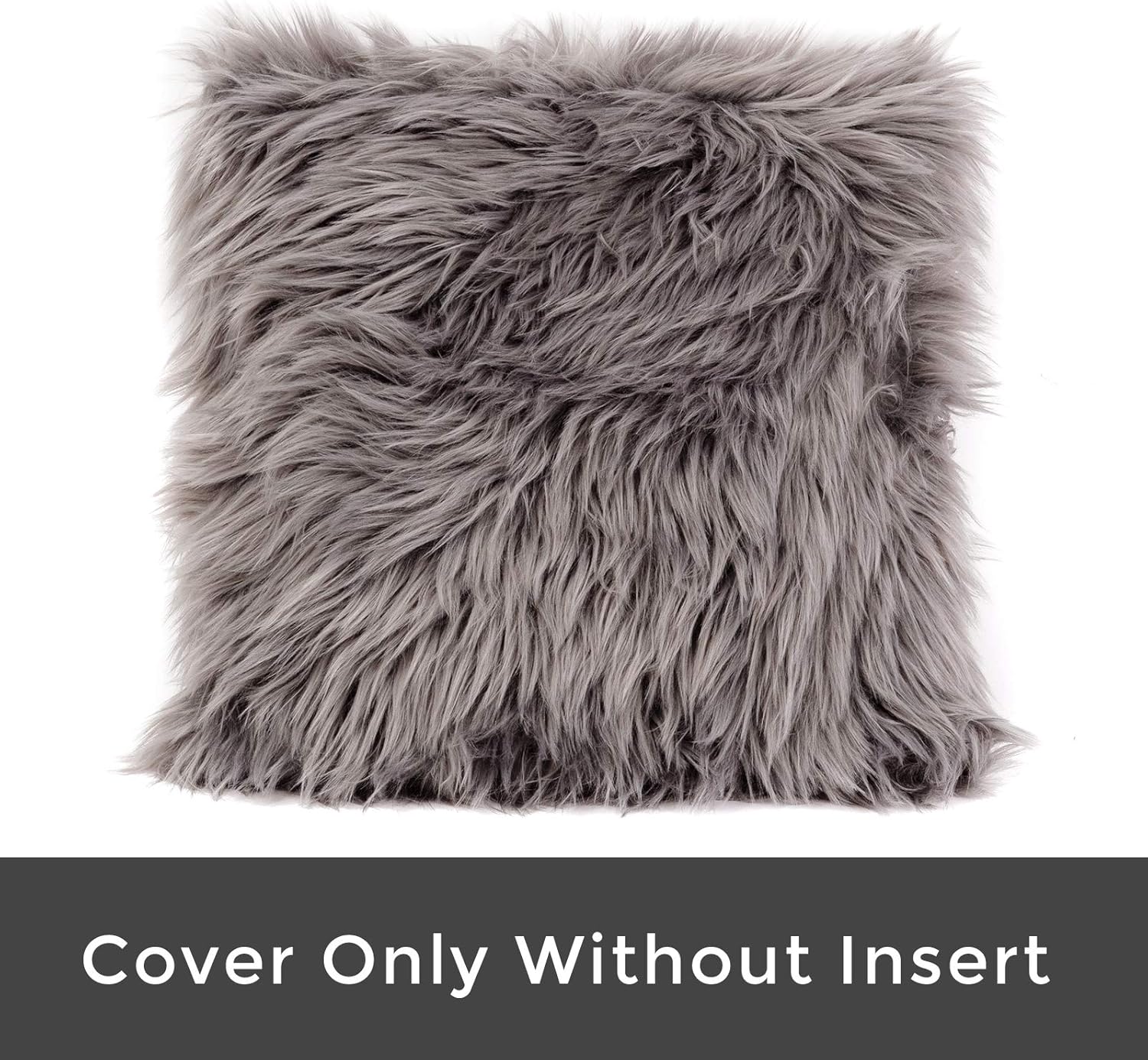 HYSEAS Set of 2 Decorative Faux Fur Throw Pillow Covers, Grey Fluffy Soft Fuzzy Square Cushion Cover Pillow Case for Sofa, Couch, Chair, Bed, Cafe, 20 x 20 Inches - Image 8