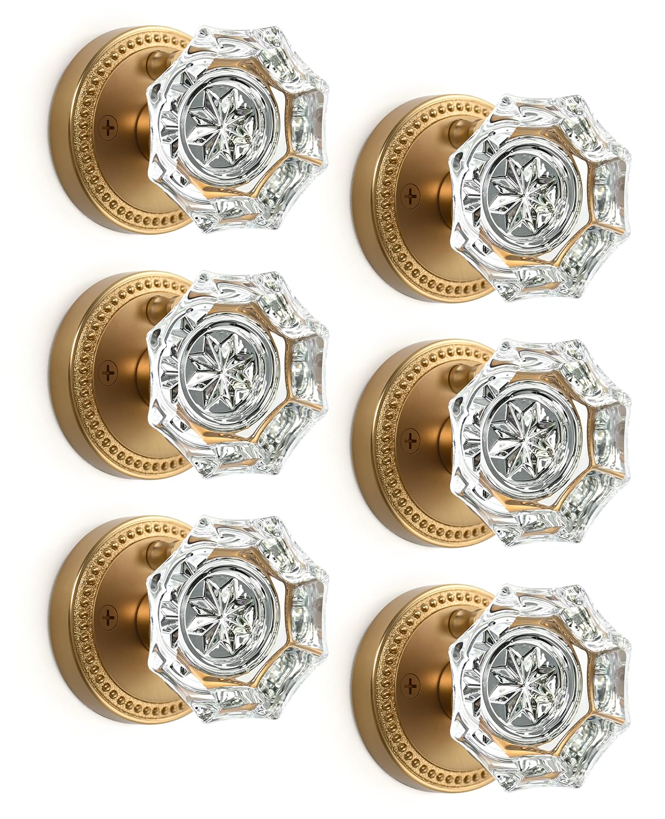 Champagne Bronze Crystal Door Knobs - Privacy Lock -1
