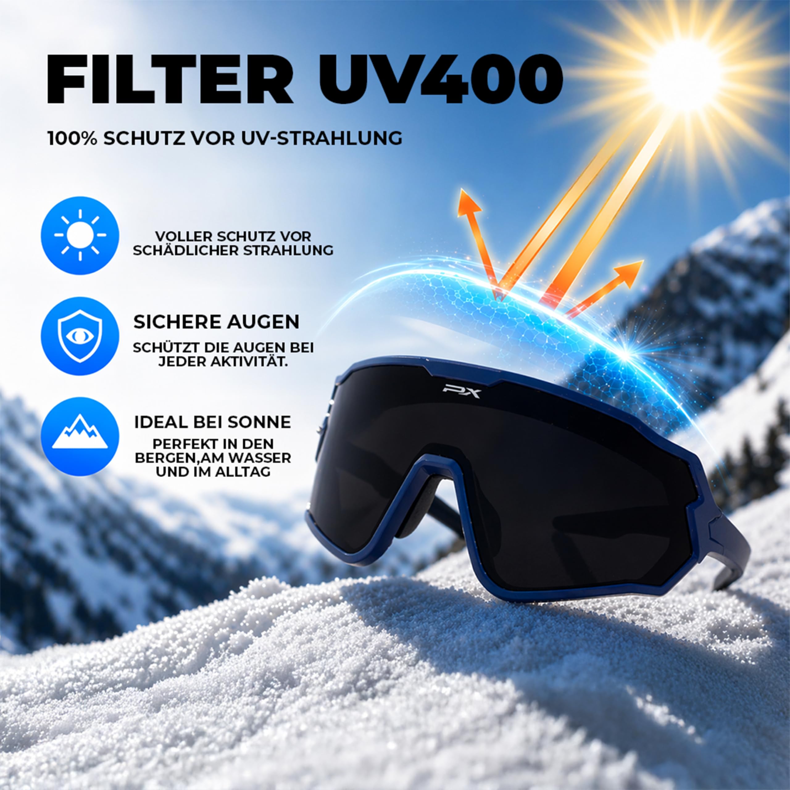 POSH Sport Sonnenbrille aus TR 90 - Polarisierte Fahrradbrille mit UV400-Filter - mit Herausnehmbarem Anti-Schweiß-Schwamm und Gummieinsätzen an Nase und Schläfen - für Herren und Damen