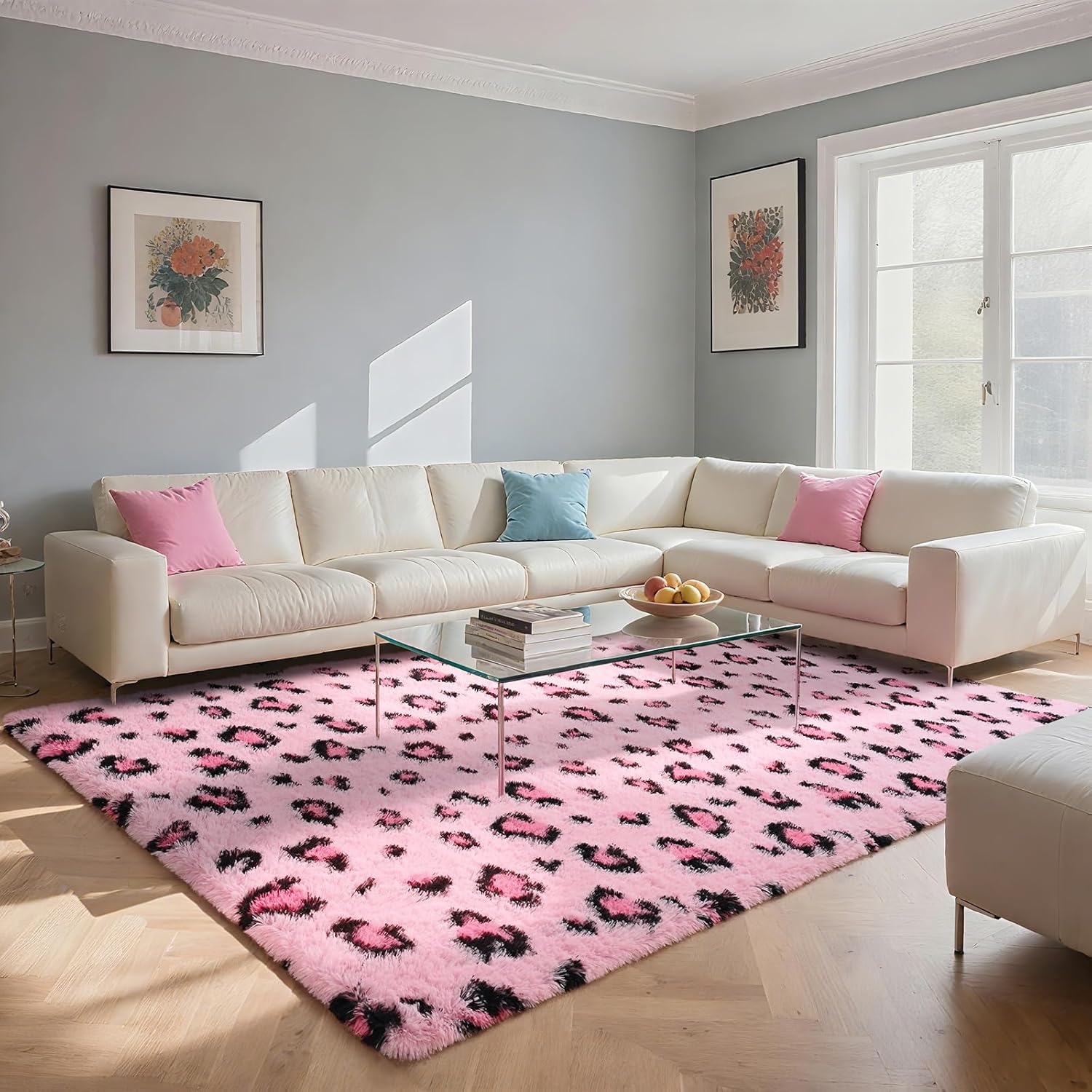 Amazon.com: HOMORE Leopard Print Rugs, 6x9 Pink Leopard Rug for Girls ...