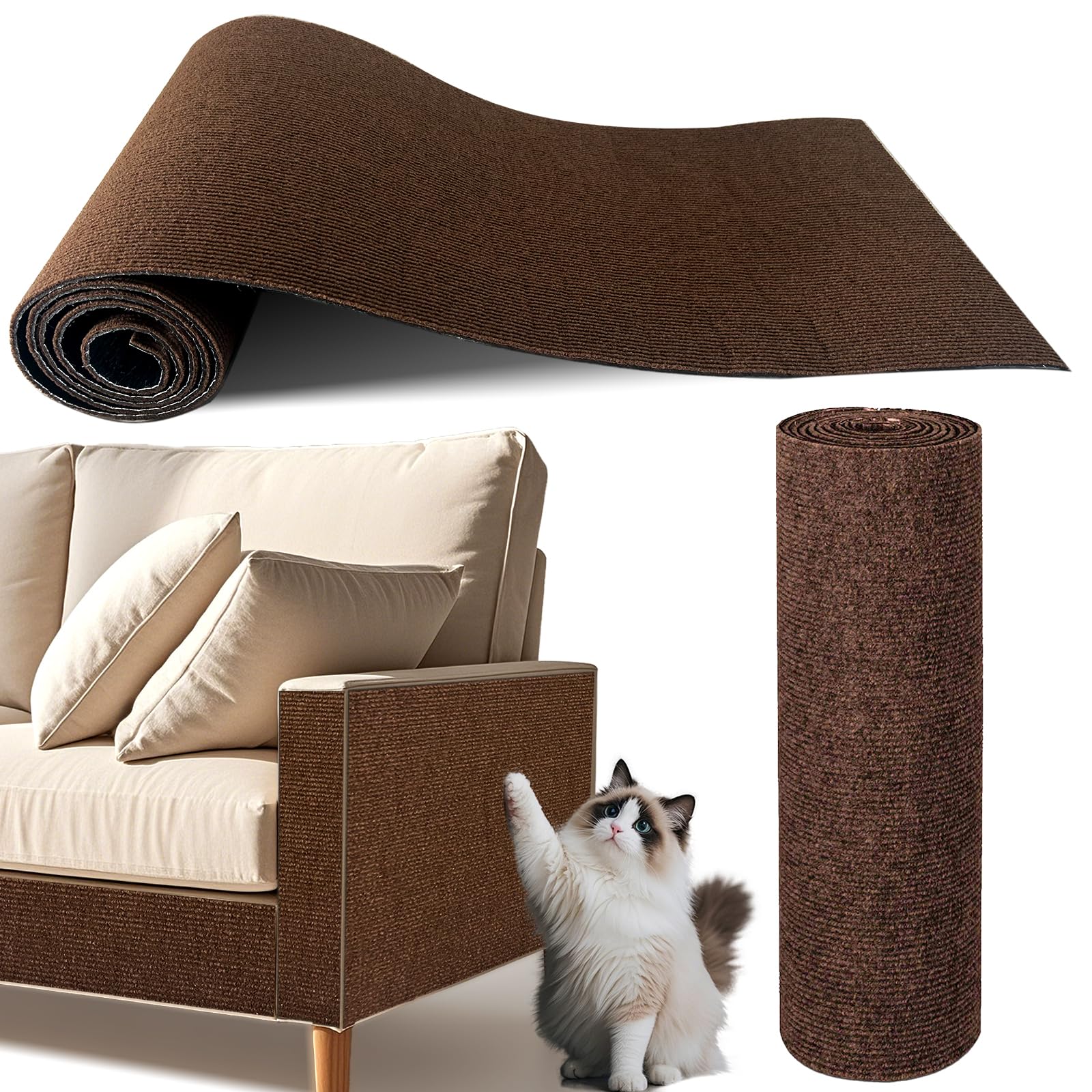 Cat Scratch Furniture Protector, Trimmable Self-Adhesive Couch Protector from Cat Claws, DIY Climb Cat Scratcher Furniture Protectors from Cats