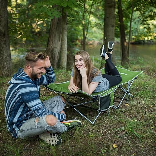 Miniatura 6 de Alpcour Catre plegable para acampar  Cama plegable de lujo para una sola persona en una bolsa con almohada para uso en interiores y exteriores