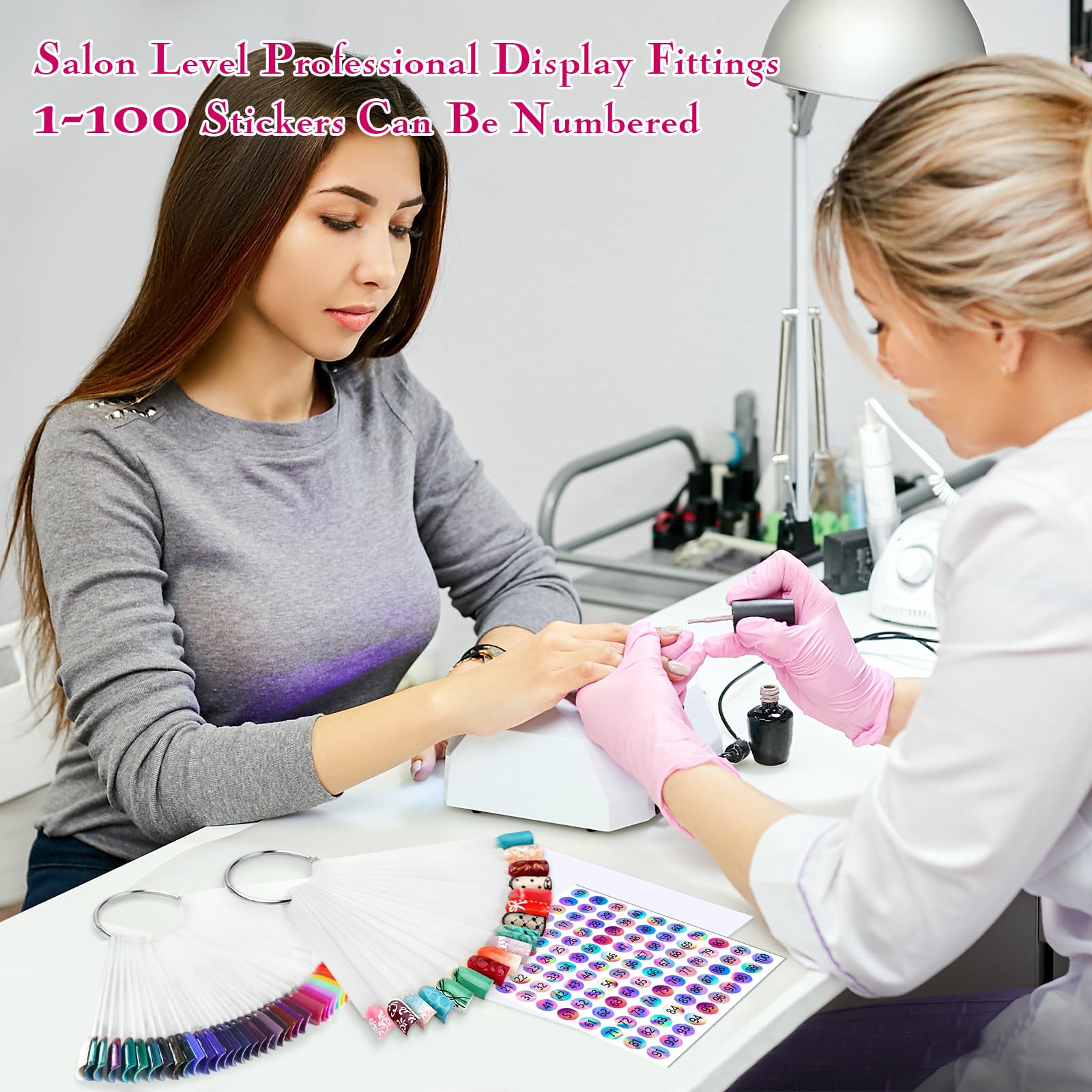 AiQInu 100 Piezas Muestrario Uñas, Practicas Arte de Uñas, Muestrario de Uñas para Pintar con Pegatinas Digitales 1-100, Para Nail Art Design