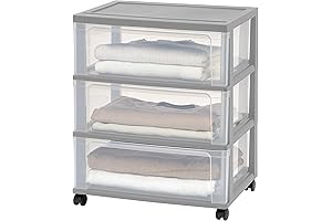 IRIS Rolling Laundry Basket Tower with Drawers