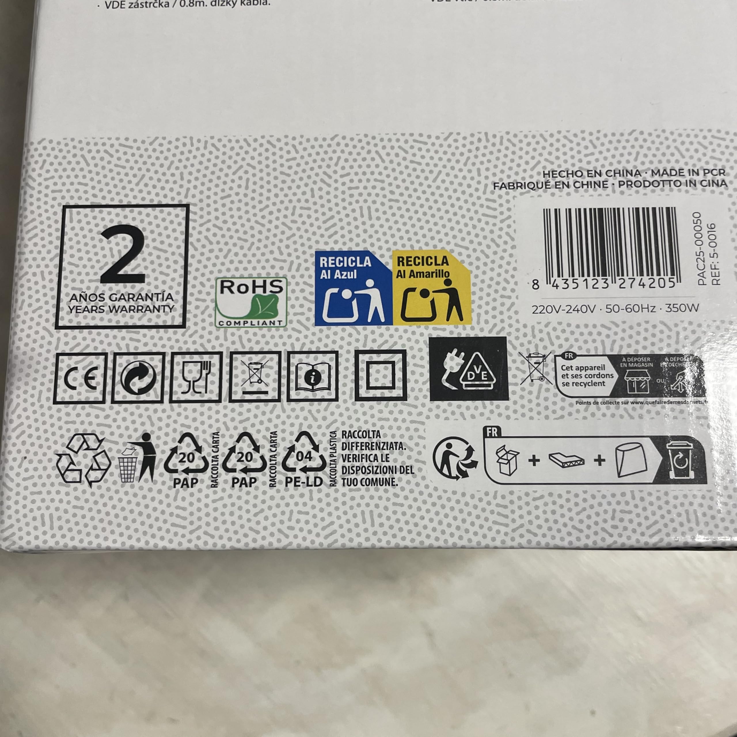 Genérico EMMA Tischventilator, sehr leise, Versand 24 Stunden, 45 W, geringer Stromverbrauch, hohe Leistung in 3 Geschwindigkeiten, verstellbare Höhe, 3 Doppelflügel, Sockel, leicht und robust (B