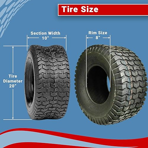 Miniatura 4 de Dos neumáticos de tractor de césped 20x10.00-8 4pr neumáticos para cortacésped 20x10-8 sin cámara Nhs césped y jardín Neumáticos residenciales