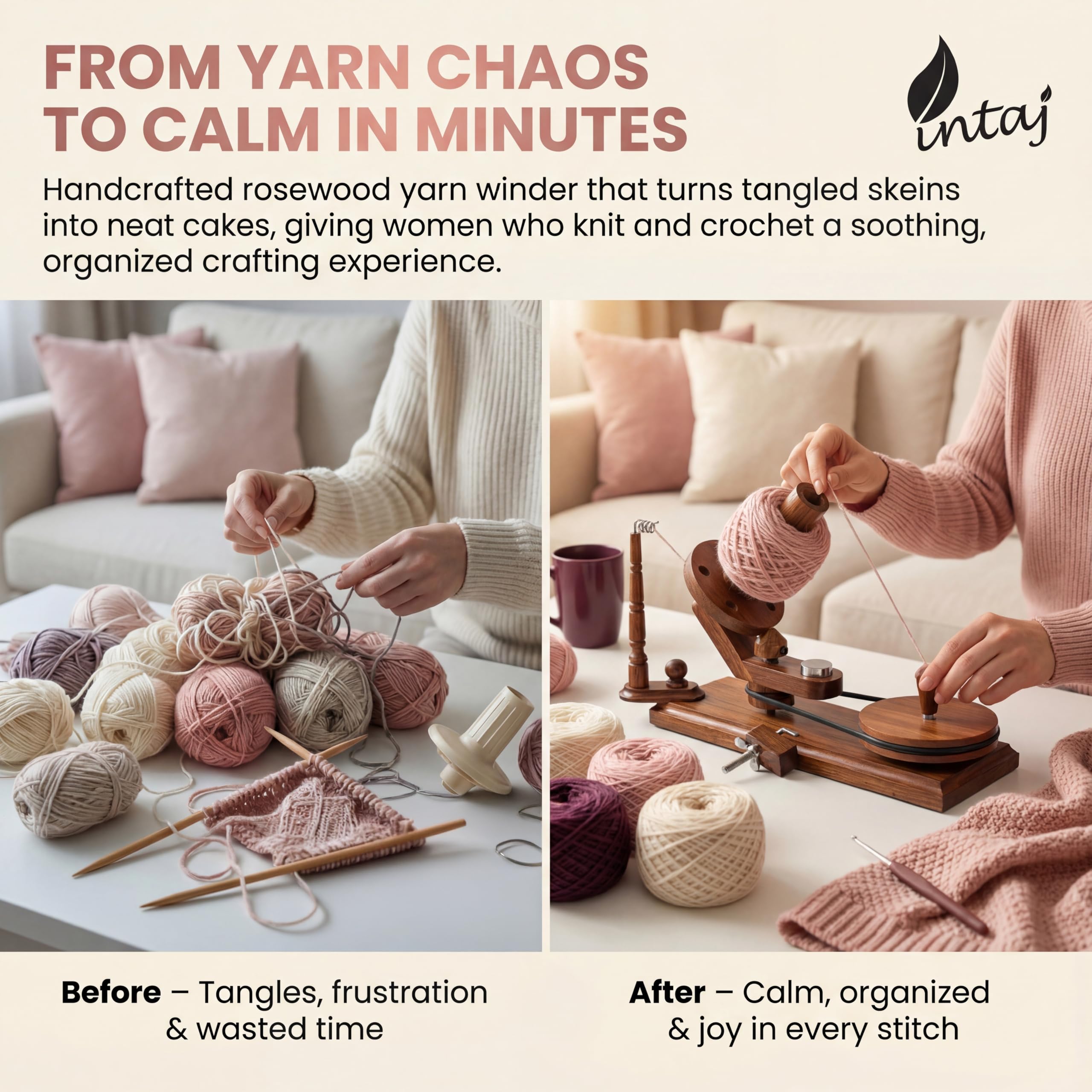 INTAJ Rosewood Yarn Winder - Large Wooden Yarn Winder for Knitting INTAJ Rosewood Yarn Winder - Large Wooden Yarn Winder for Knitting