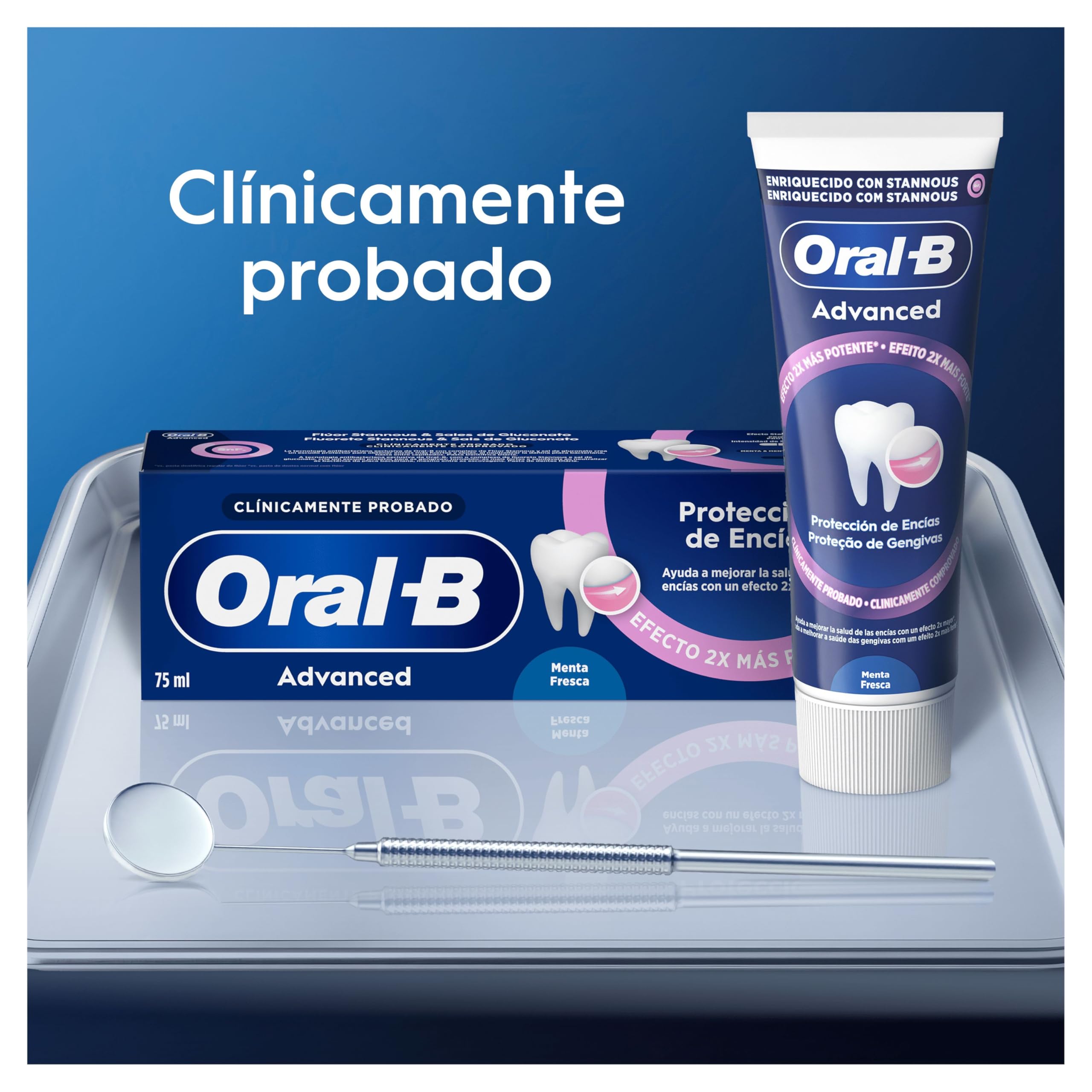 Oral-B Advanced Protección de Encías Pasta de Dientes, Pack Ahorro 12x75 ml | Dentífrico con Fluoruro de Estaño, Cuidado de Encías, Protección contra La Placa, Sabor Menta Fresca