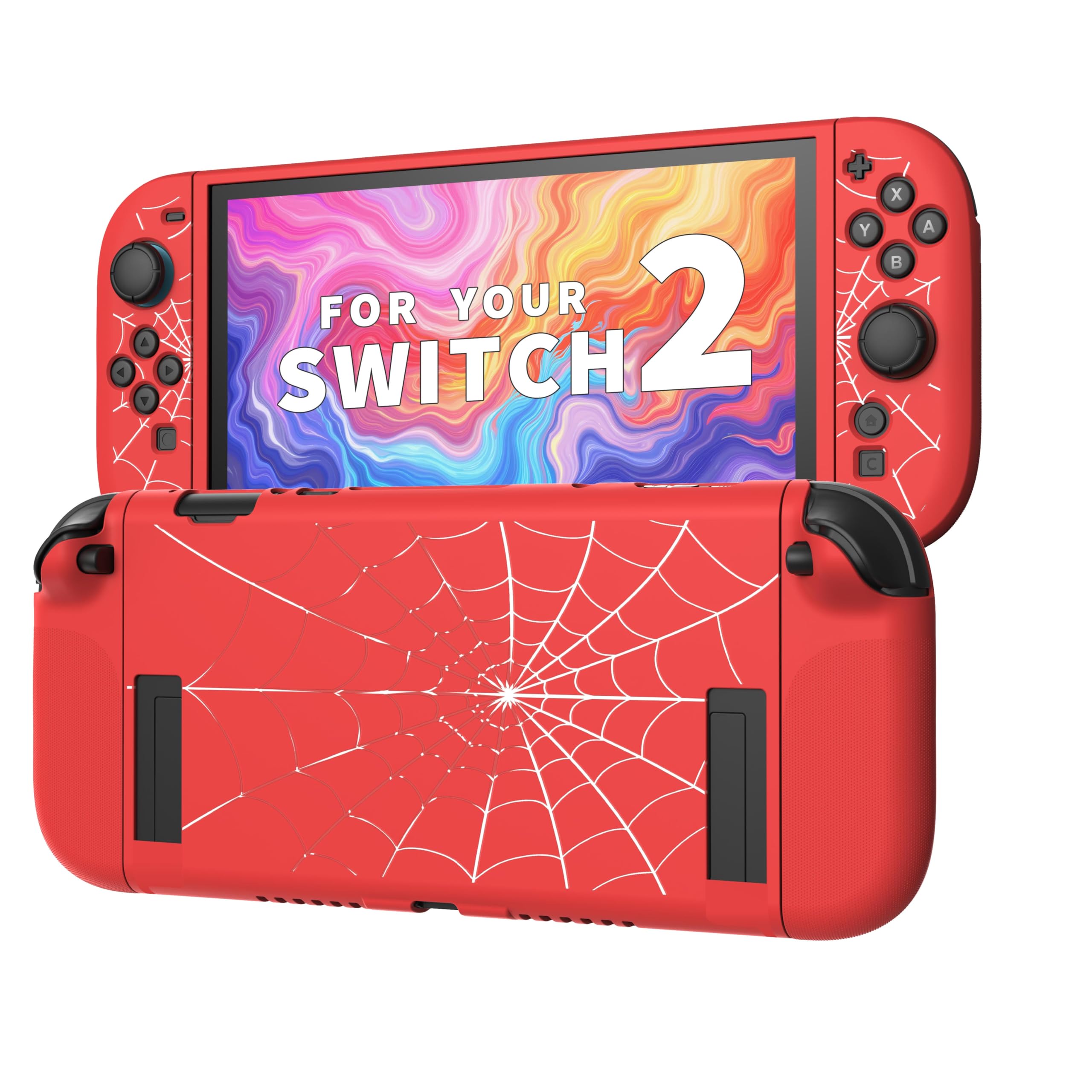 Textured Grip Protective Case Compatible with Nintendo Switch 2 (2025) – Cute Pink Strawberry Design, Matte Shockproof TPU Shell with Anti-Slip Handles, Ergonomic & Comfort Slim Back Cover — view 9
