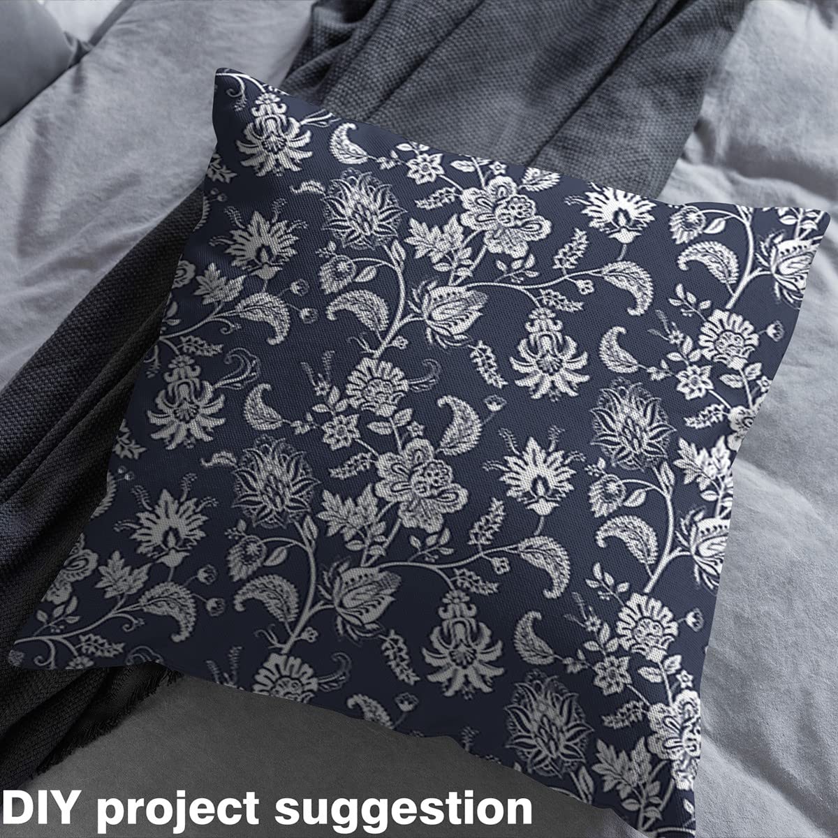 Tela floral de cachemira para sillas, estilo exótico bohemio al aire libre de The Yard, tela de flores de estilo indio retro para proyectos de bricolaje en el hogar, 10 yardas, (920 x 150 cm) azul ma