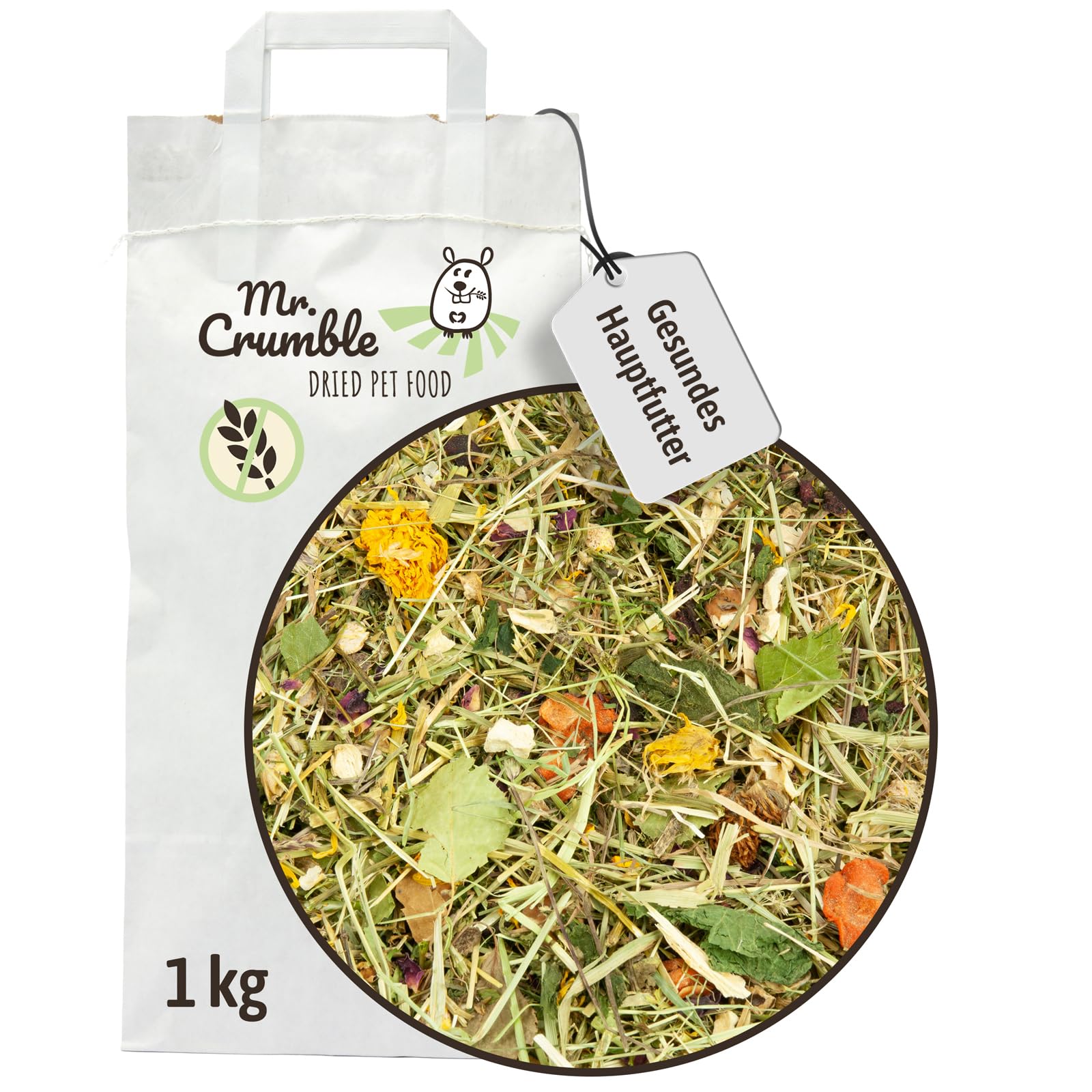 Mr. Crumble Maxi Struktur-Futter-Set getreidefrei für Kaninchen & Kleintiere – natürliches Futter & Snacks – handgemachte Leckerlies, Kräuter & Blüten – gesundes Ergänzungsfutter Made in Germany