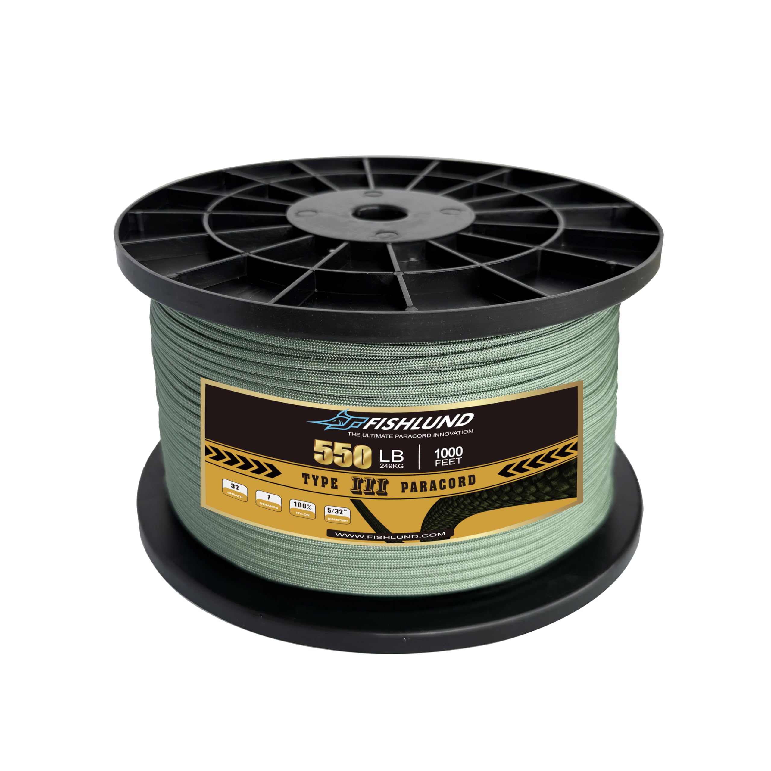 Paracord 550 libbre, corda Paracord tipo III a 7 fili da 1000 piedi, 4 mm, corda da paracadute in nylon per campeggio, Verde Oliva