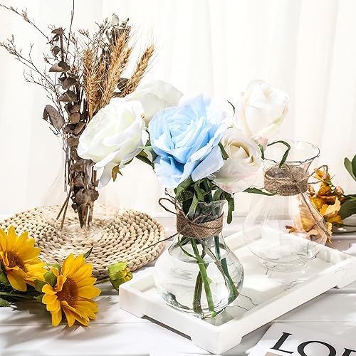 Miniatura 4 de Baderke 24 jarrones pequeños para centros de mesa, de plástico, transparente, lindos, pequeños, jacinto, jacinto, para forzar aguacate, brote de