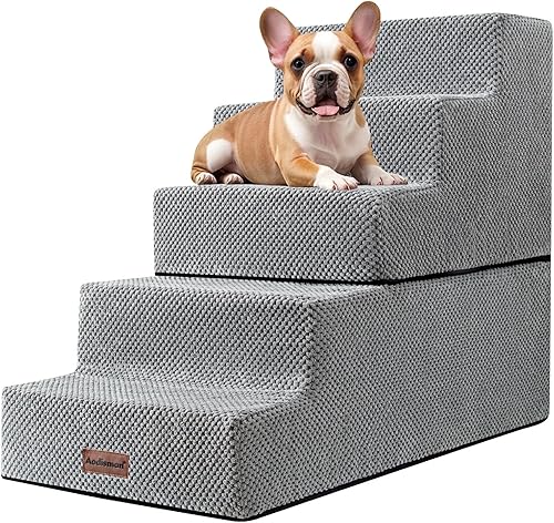 Escaleras de perro a cama de 5 escalones para camas altas y sofá, escaleras antideslizantes para mascotas para perros y gatos pequeños, escaleras
