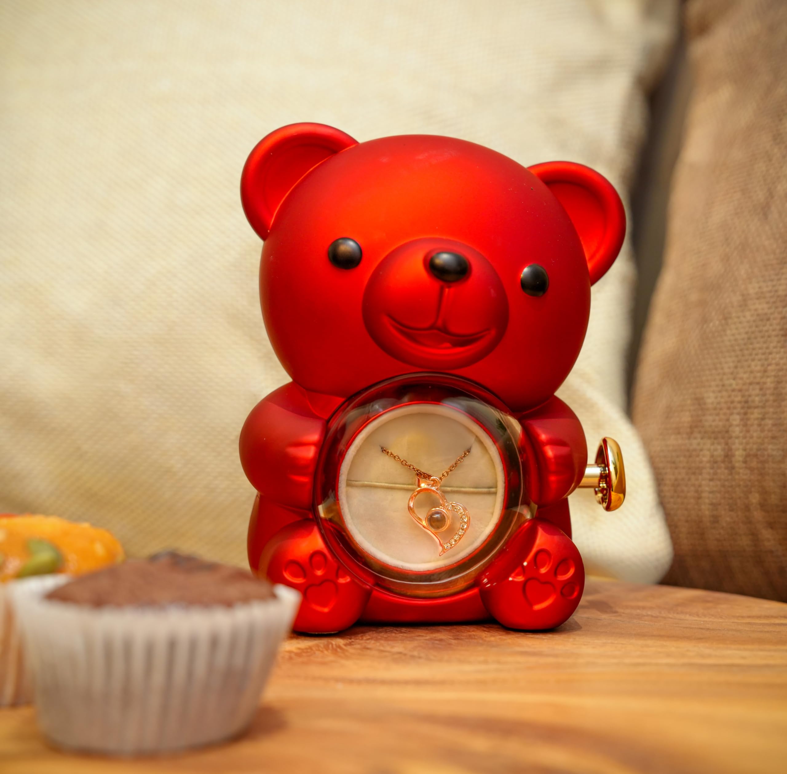 Romantic Teddy Bear Gift with Rose & Necklace - I Love You -2