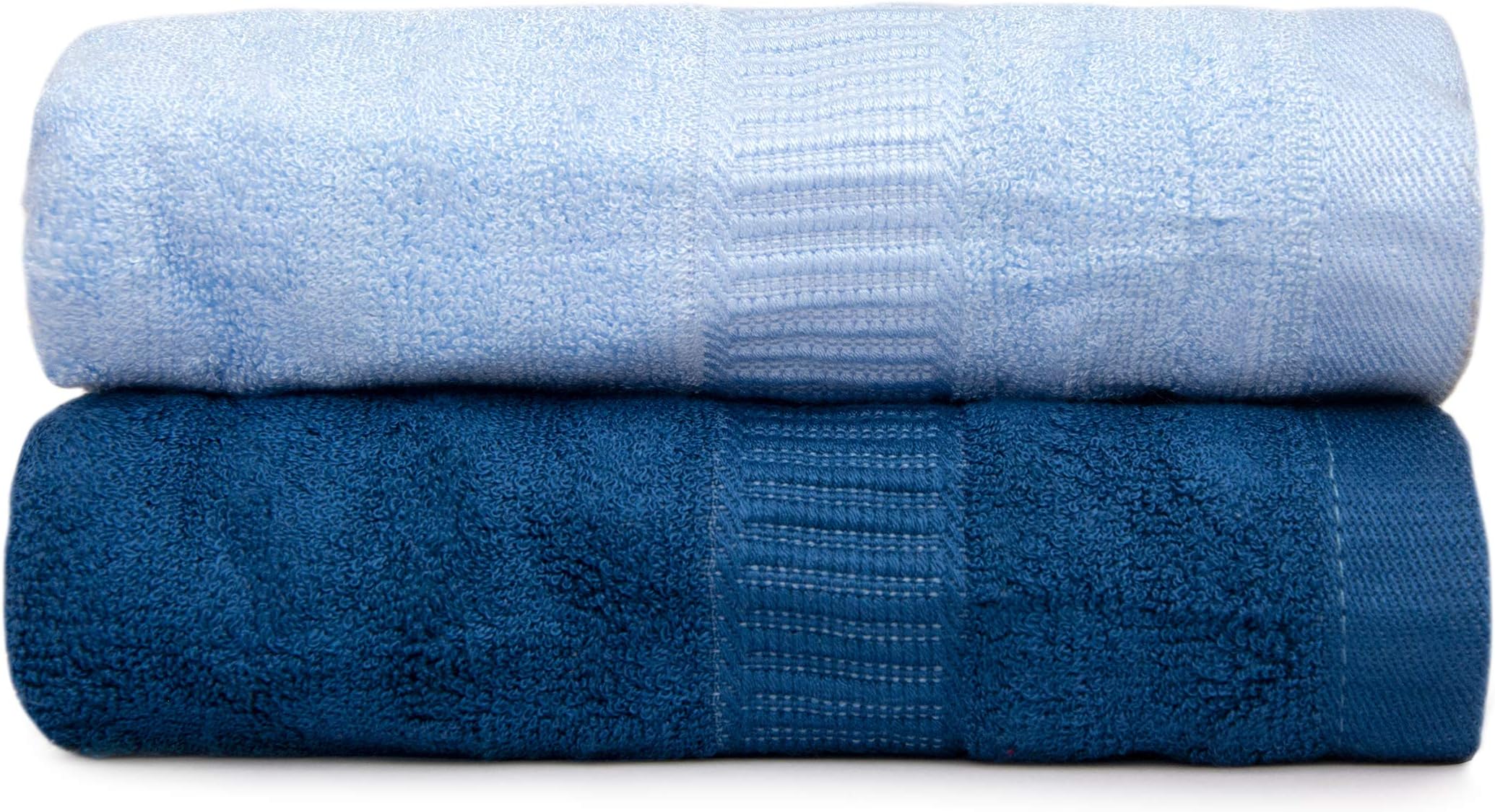 Bamboo Hand Towels Set of 2 | 100% Bamboo Gym Towel for Men/Women Workout | Ultra Soft, Absorbent & Quick Dry Towel for Gym, Travel, Sports and Yoga | 75 X 35 cms | 600 GSM (Navy & Sky Blue)
