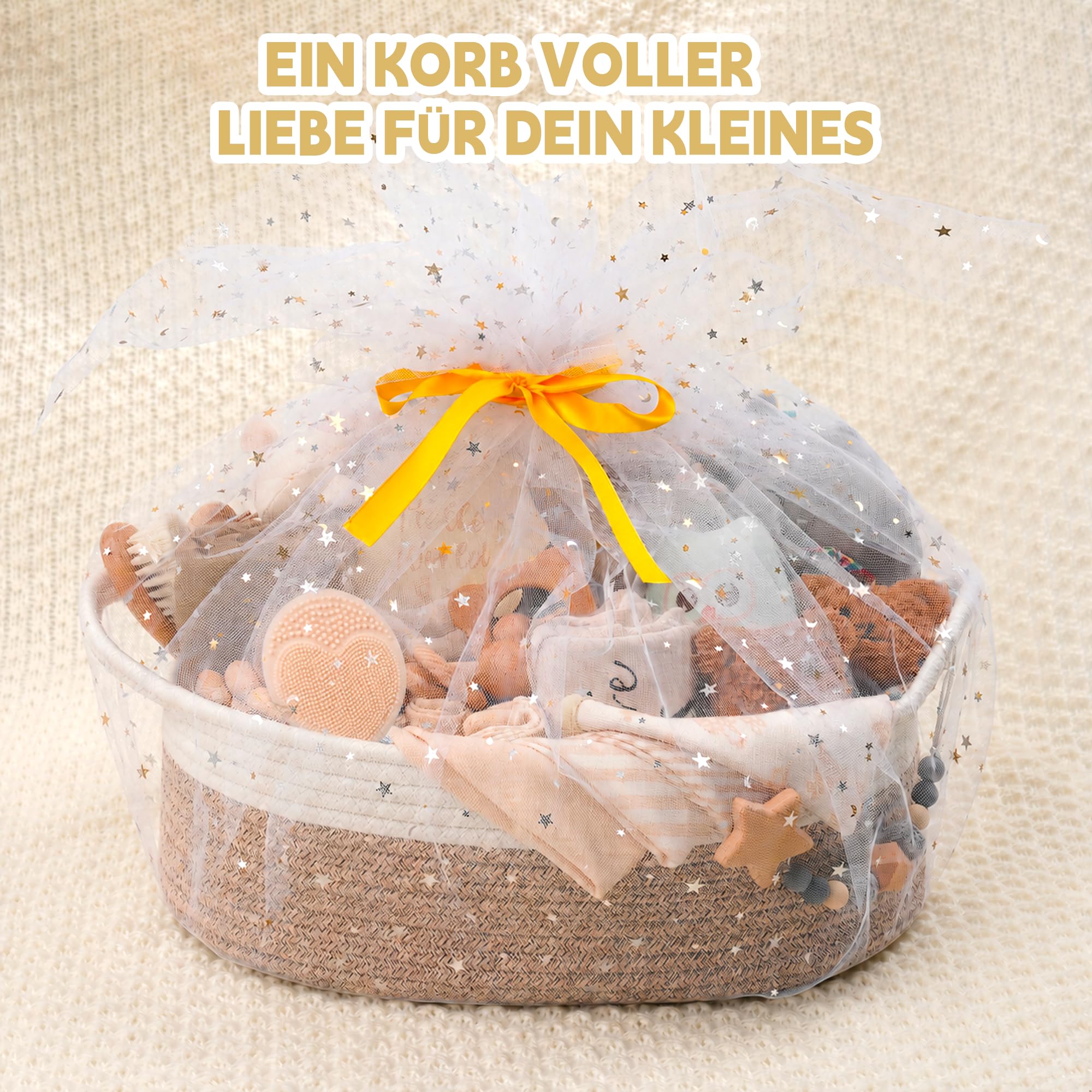 Baby Geschenk 30-teilig ideal als Neugeborenen Geschenk für Jungen & Mädel. Enthält: Kapuzenbadetuch, Baby Set, schmusetuch，Kuscheltier, Rassel, Kamm und Grußkarte (Khaki)