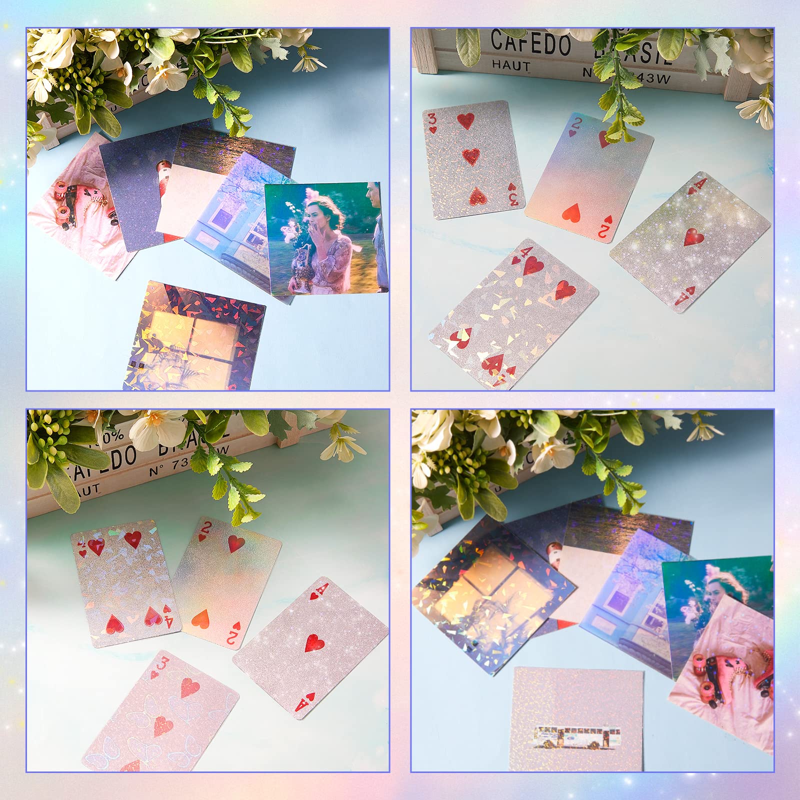 Carta Olografica Adesiva 36 Fogli A4 - Motivi Gemma, Arcobaleno E Stella, Vinile Trasparente - Foto 4