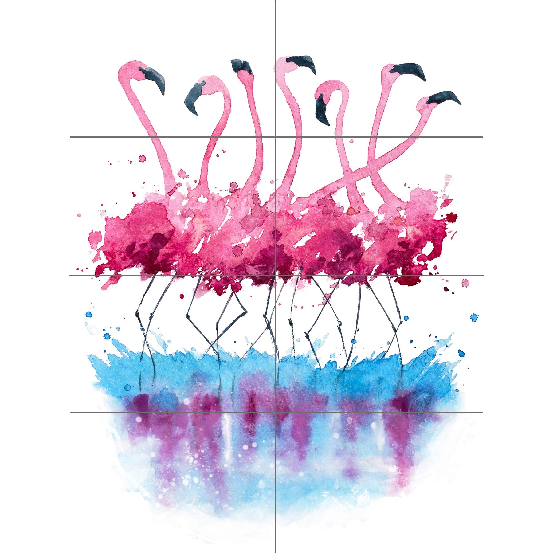 Artery8 Flamingos Dancing Watercolour XL Giant Panel Poster (8 Sections)