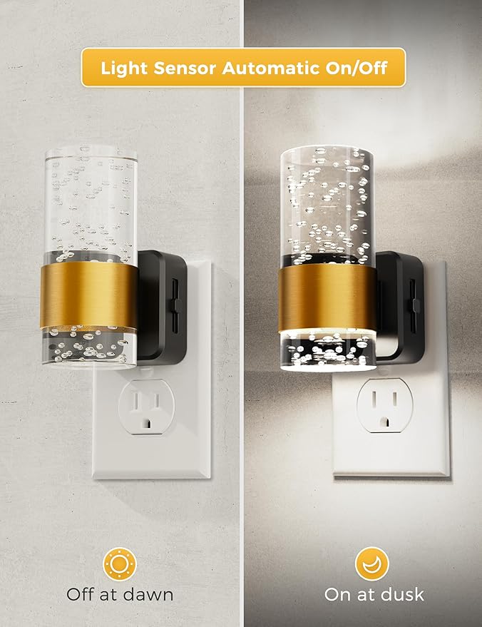 L LOHAS LED Night Lights Plug into Wall, White Light LED NighLight with Adjustable Brightness, Plug in Night Light with Auto Light Sensor, Wall Sconce-Style Design Night Light for Bathroom,Hallway, 2 Pack photo 5