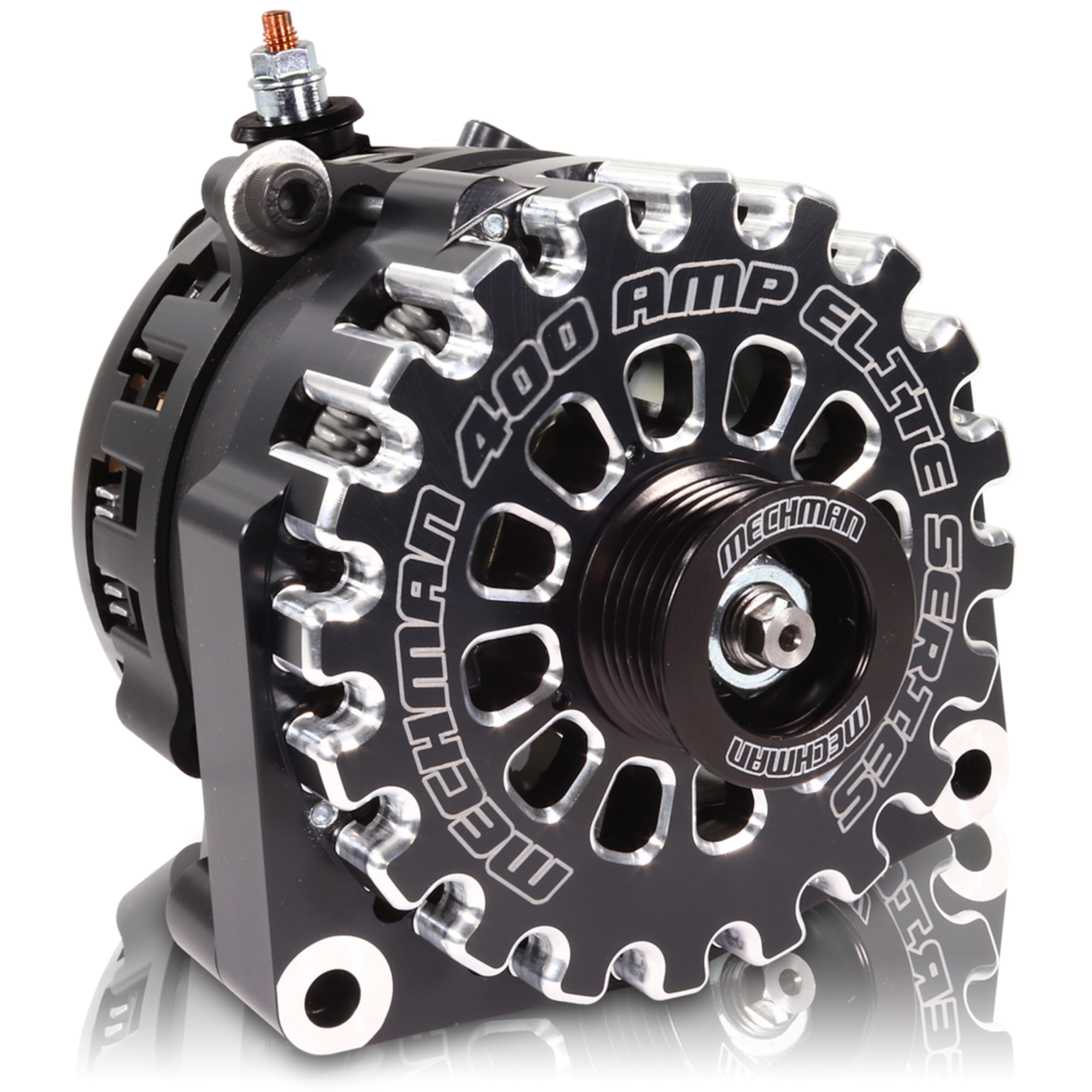 Mechman E-Series 400 Amp Black Billet Alternator For 2014-2020 GM 6.2L Truck